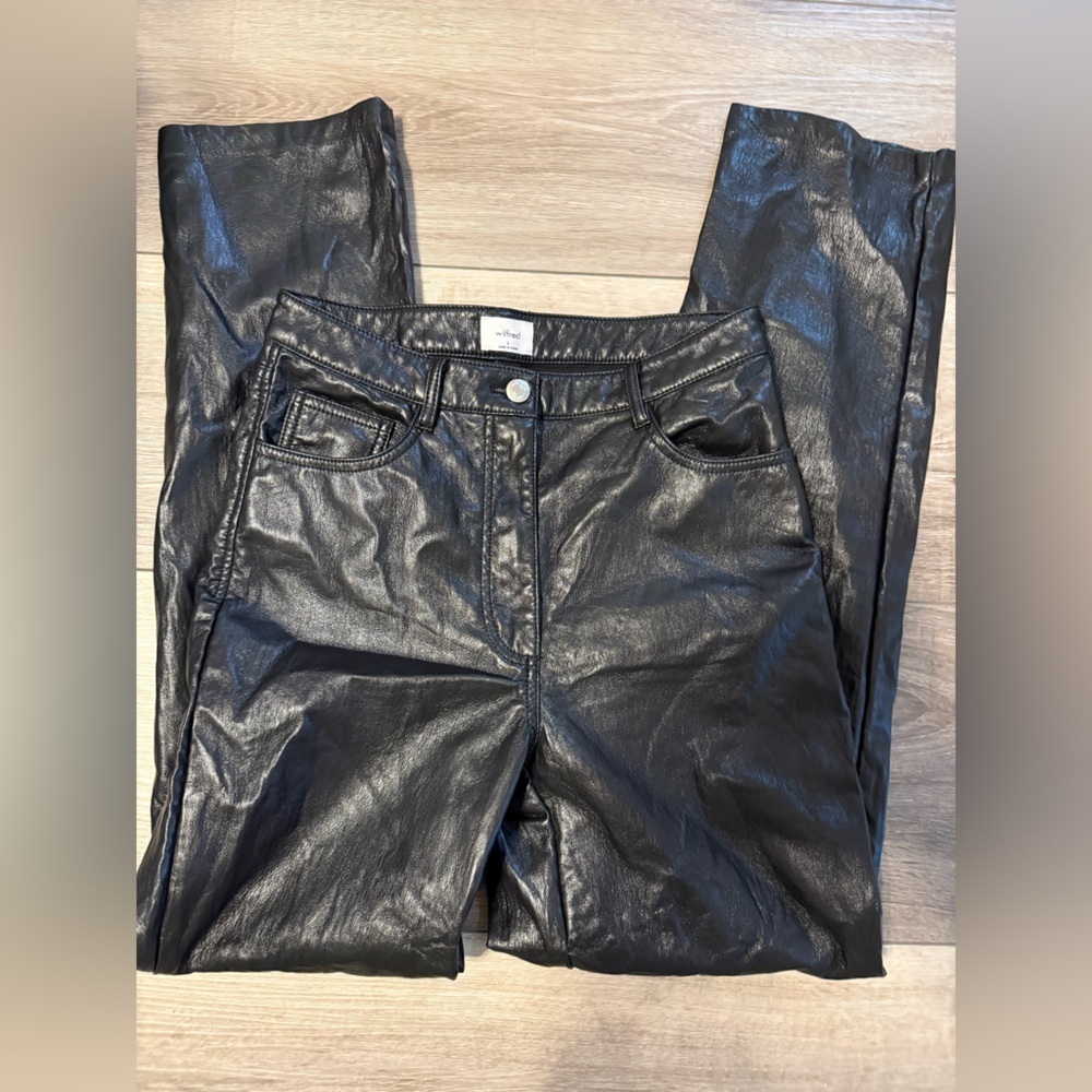 Wilfred Shiny Black Faux Leather Pants